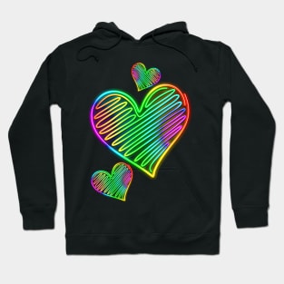 Heart Love Neon Rainbow Colors Hoodie